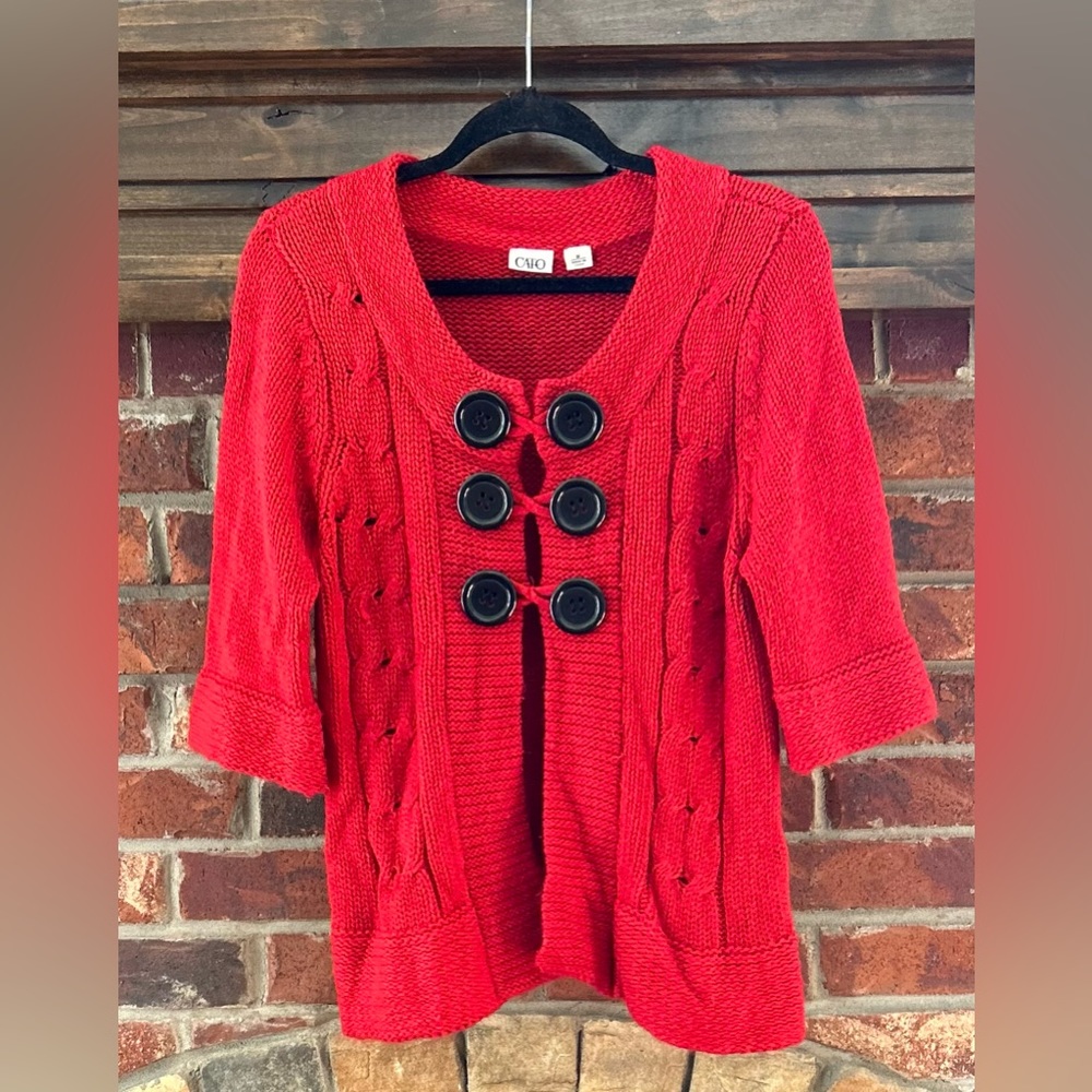 Beautiful thick button up cardigan bright Red